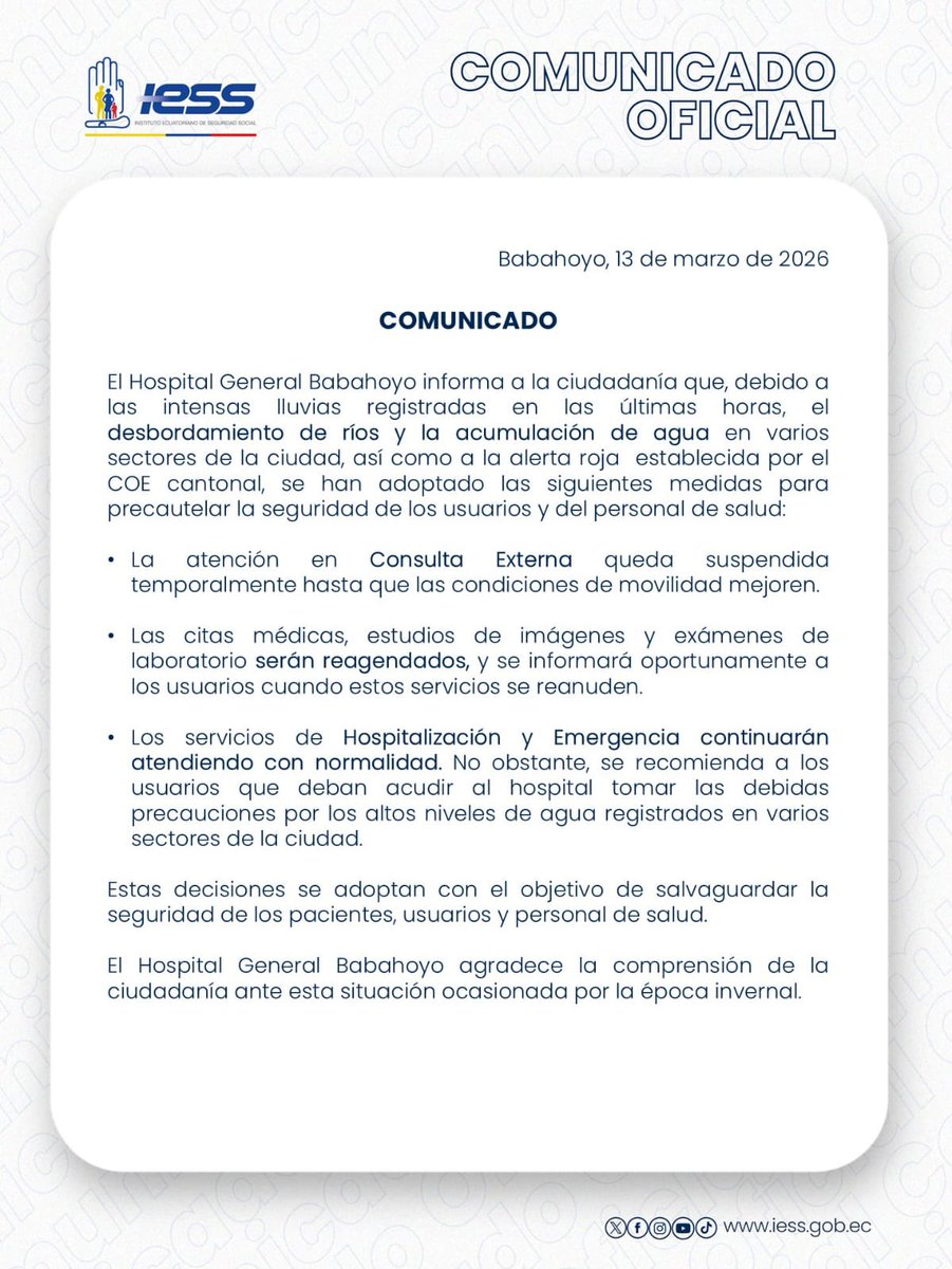 #IESSComunica las acciones tomadas para salvaguardar la seguridad de los pacientes en <a href="/LosRiosIESS/">Dirección Provincial de Los Ríos</a> ⬇️