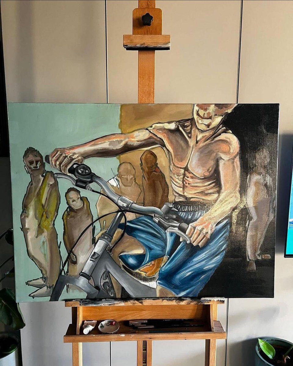MMsketchbook's tweet photo. Ragazzo sulla bici 
olio su tela https://t.co/93Nd7OYuBg