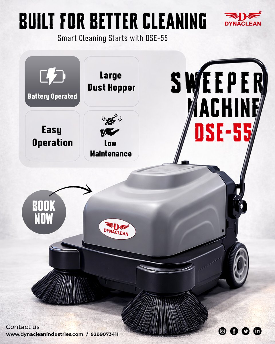 Dynaclean01's tweet photo. Experience smarter cleaning with the Dynaclean DSE-55 Sweeper Machine. 🧹
Choose Dynaclean for powerful, efficient, and Made-in-India cleaning technology. 🇮🇳

#Dynaclean #SweeperMachine #ManualSweeper #IndustrialCleaning #CommercialCleaning #MadeInIndia #CleanWithDynaclean https://t.co/1IbysH6L7r