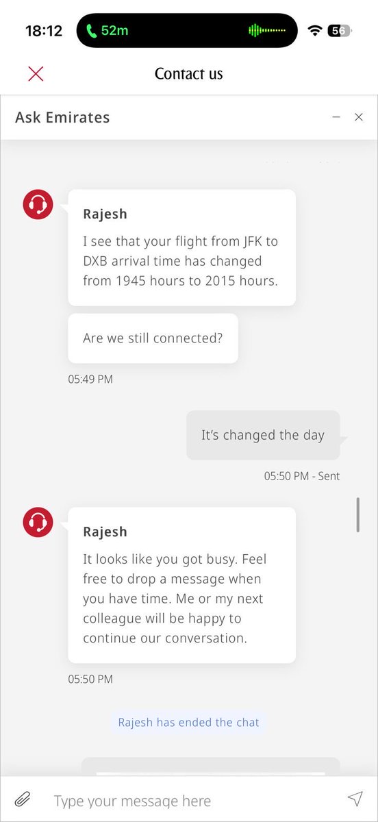 ichoure's tweet photo. @EmiratesSupport I’ve been on hold for over an hour waiting to be connected to someone. I was supposed to be travelling on 17th march. I’ve tried contacting via the app, but I must say your apps live chat feature really does not work. https://t.co/S1ujYEpkkB