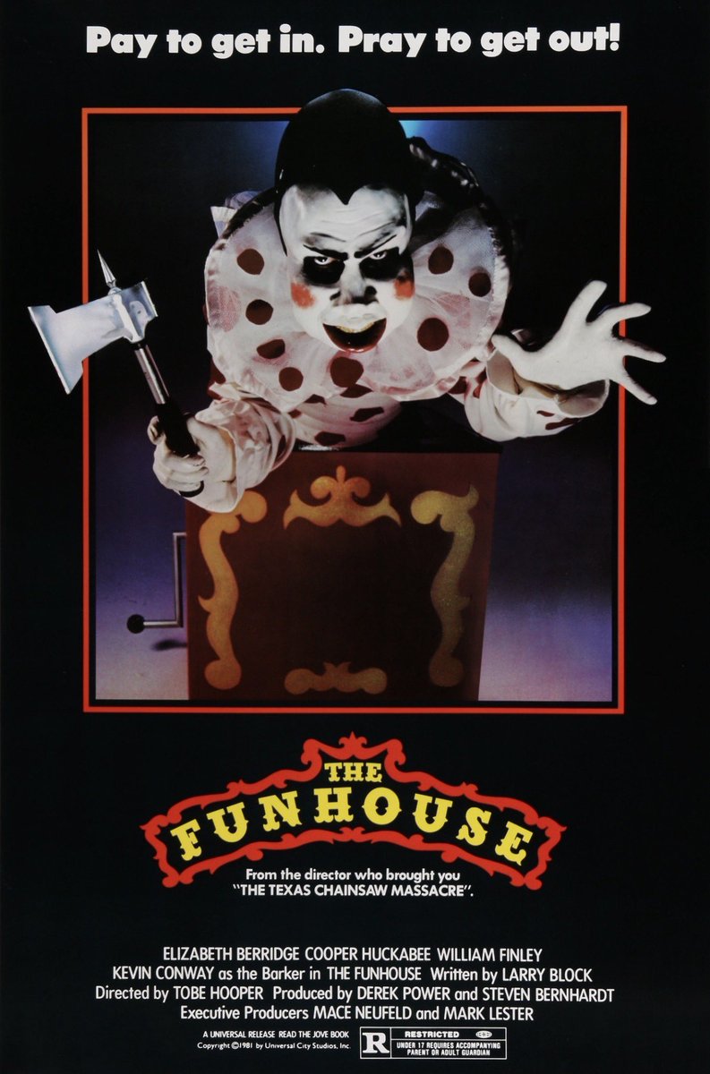 45 years ago today, The Funhouse (1981) was released in theaters. #80shorror #horrorcommunity #horrorfamily #TobeHooper #UniversalPictures