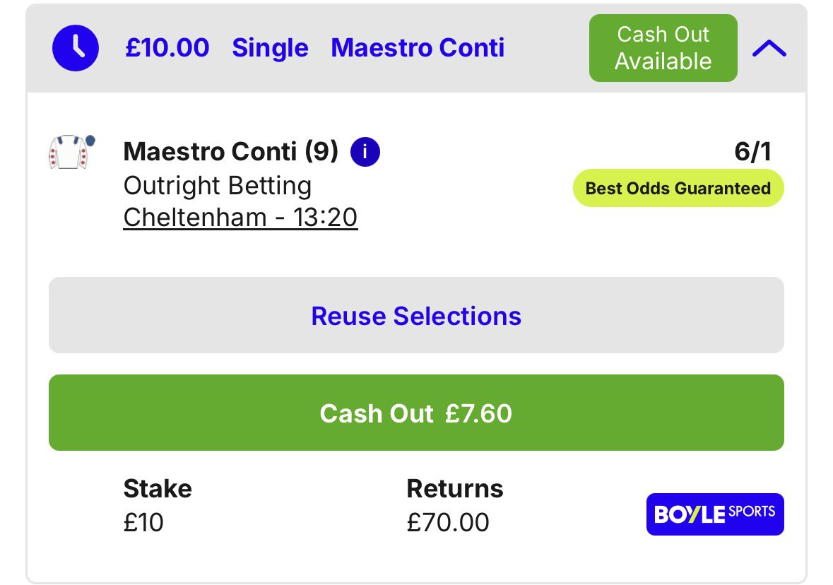 This is our selction using the money back in free bets offer on BOYLE Sports.

Link below.

If it loses we will put a bet up for our free bet later on.

18+ gambleaware