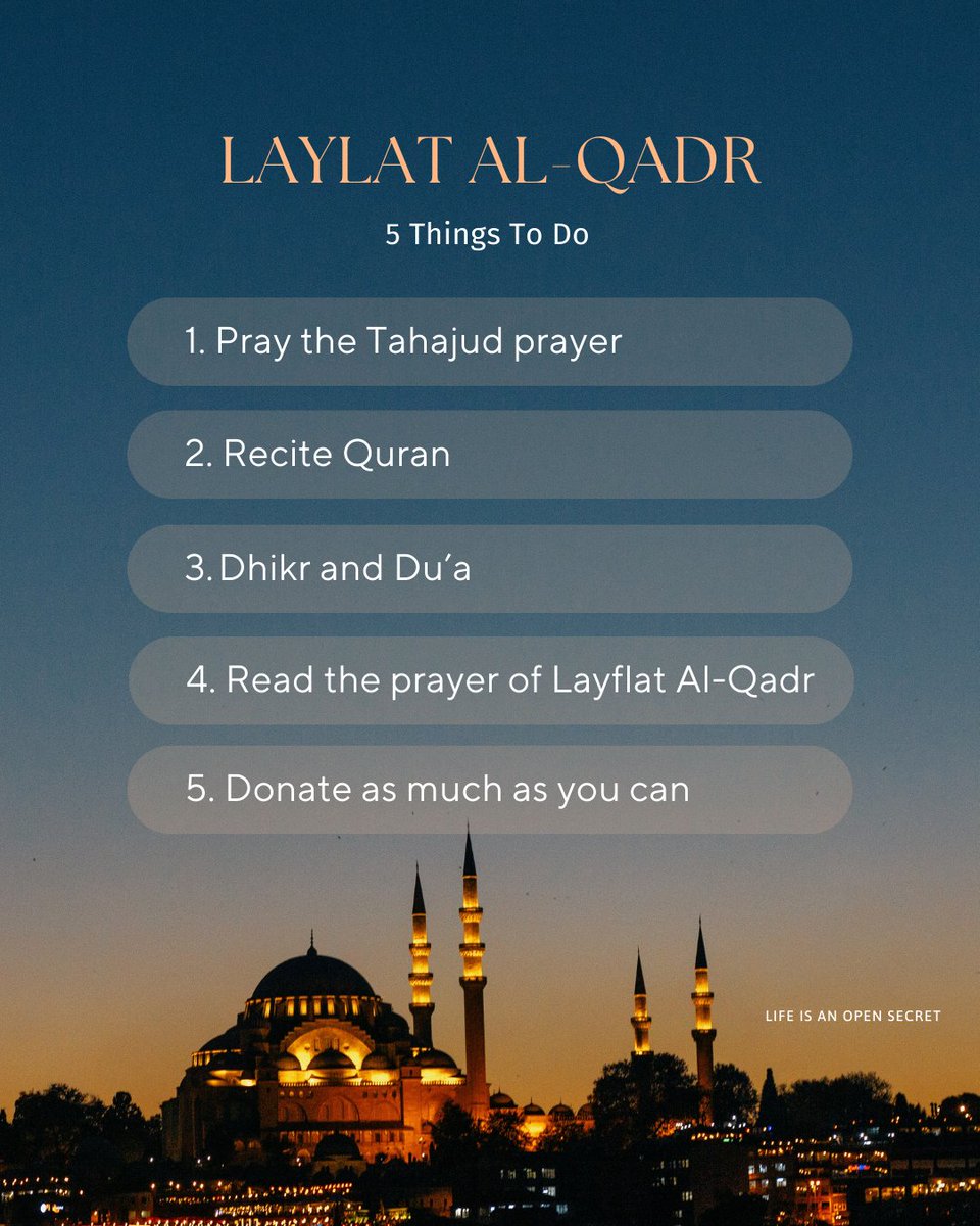 SisZabrina's tweet photo. Don't miss these last important nights during Ramadan! Here are 5 things to do for Laylat Al-Qadr 😍 https://t.co/tb2XhrMfH4