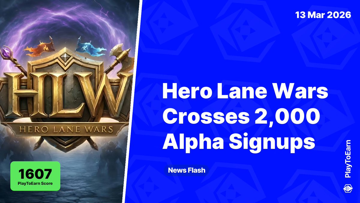 Hero Lane Wars Crosses 2,000 Alpha Signups in Its First Week 📰

PlayToEarn Score: 1607 📈

<a href="/HeroLaneWars/">Hero Lane Wars</a> has an invite system that is now live that lets players earn rewards before launch. Alpha access opens soon on Android, iOS, and Windows.

Read more 🧵