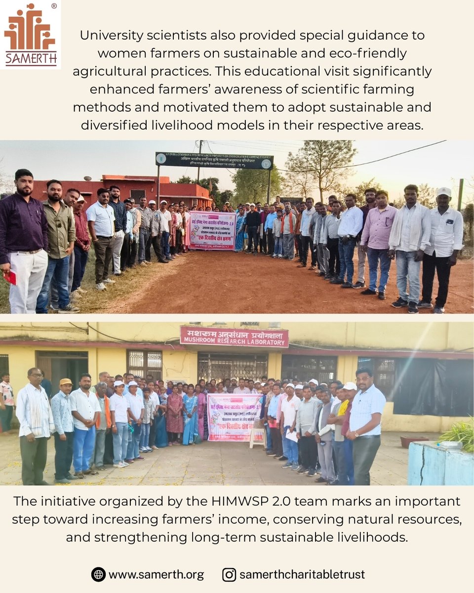 Lead Farmers from Bodla, Pandariya &amp; Sahaspur Lohara visited Indira Gandhi Krishi Vishwavidyalaya, Raipur under HIMWSP 2.0 to learn advanced mushroom cultivation, rice biodiversity, tissue culture &amp; integrated farming for sustainable agriculture.

#SamerthCharitableTrust #BRLF