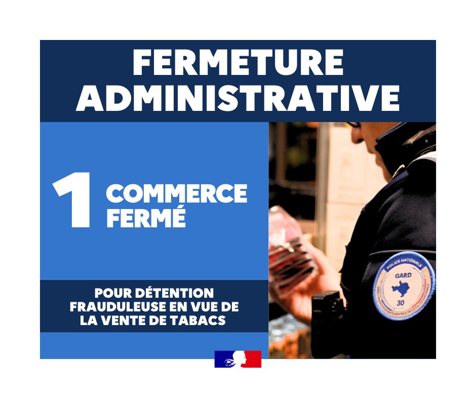 Image de Préfet du Gard : #FermetureAdministrative 🚫 Une fermeture administrative de commerces à Nîmes.

➡️ À la suite de con