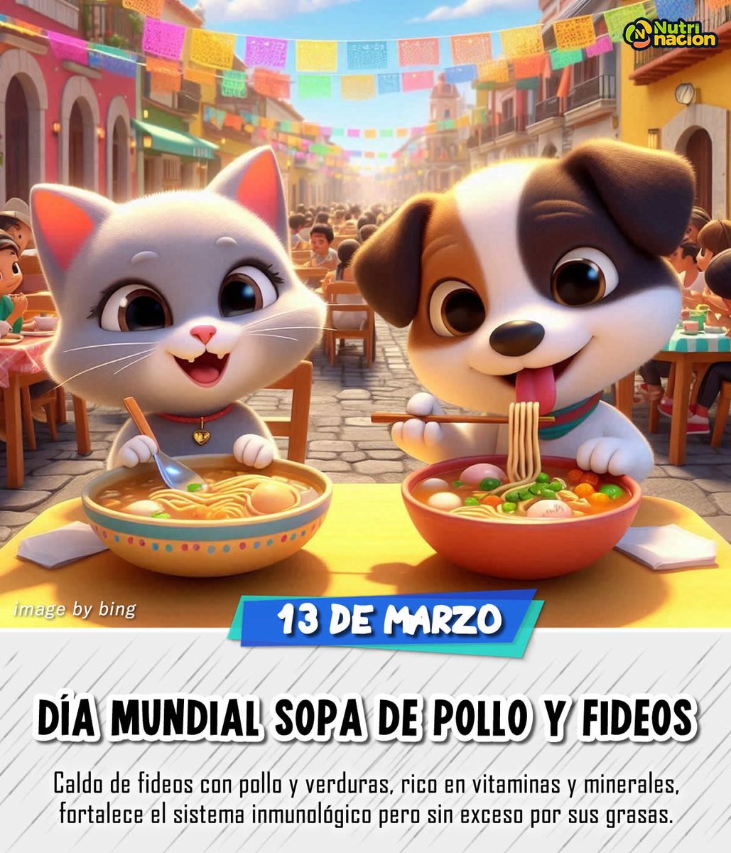 nutrinacion_'s tweet image. Celebramos el día mundial de #chickennoodlesoup cada 13 de marzo, #caldo de #fideos con #pollo y verduras, rico en minerales, fortalece el sistema inmunológico pero sin exceso por sus grasas.

Educación saludable #nutrinacion #comersano #bienestar #sopa #chickennoodlesoupday