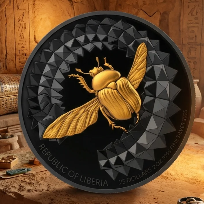 GR_Reserve's tweet photo. 🐞✨ Add a touch of elegance to your collection! The 2025 Liberian Entoma Scarab 2 oz Silver Coin from Le Grand Mint is here. Secure yours today 🔗

https://t.co/CtVr8Nu2b3

#SilverCoin #ScarabCoin #LeGrandMint #2025Coin #SilverCollectors https://t.co/3hywIAUxKt