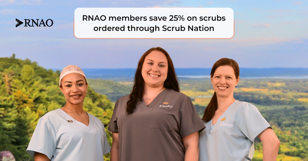 RNAO's tweet photo. 📢RNAO members save 25 per cent on Scrub Nation.🤯

Look like a part of a team- have your scrubs embroidered with the RNAO logo for free.

To learn more, please visit: https://t.co/PfUokX96q7 https://t.co/knTeinhty1
