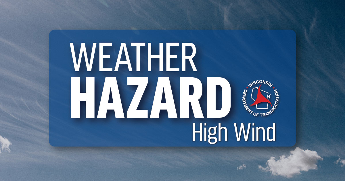 WisconsinDOT's tweet photo. As winter weather develops today, strong wind gusts could make for hazardous travel. If you're on the road today:

🍃 Slow down and keep both hands on the wheel to control the vehicle
🍃 Keep a safe distance from other vehicles as wind gusts can push vehicles out of their lanes https://t.co/zbz5O5nc2k