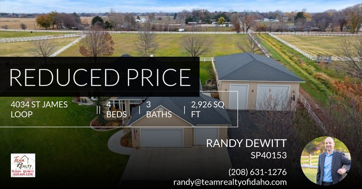 RealtorRandy208's tweet photo. 📍 Reduced Price 📍 This recently reduced home at 4034 St James Loop in Nampa won't last long, so, don't wait to set up a showing! Reach out here or at (208) 631-1276 for more information!

Randy DeWitt
Team Realty of Idaho https://t.co/iVMEqjEBqU https://t.co/h3wOSjG3WO