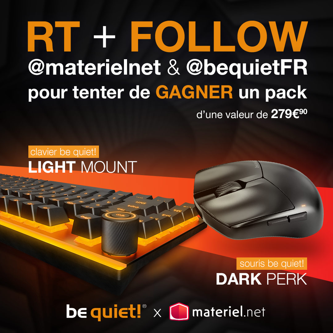 🎁 𝐂𝐎𝐍𝐂𝐎𝐔𝐑𝐒 🎁

Les tout nouveaux périph' be quiet! bientôt au sein de ton setup ?! 🤫

RT + Follow <a href="/materielnet/">Materiel.net</a> &amp; <a href="/bequietFR/">be quiet! FR</a> pour tenter ta chance ! 🍀

🎰 20/03

👉 materiel.net/n6197/jeux-con…