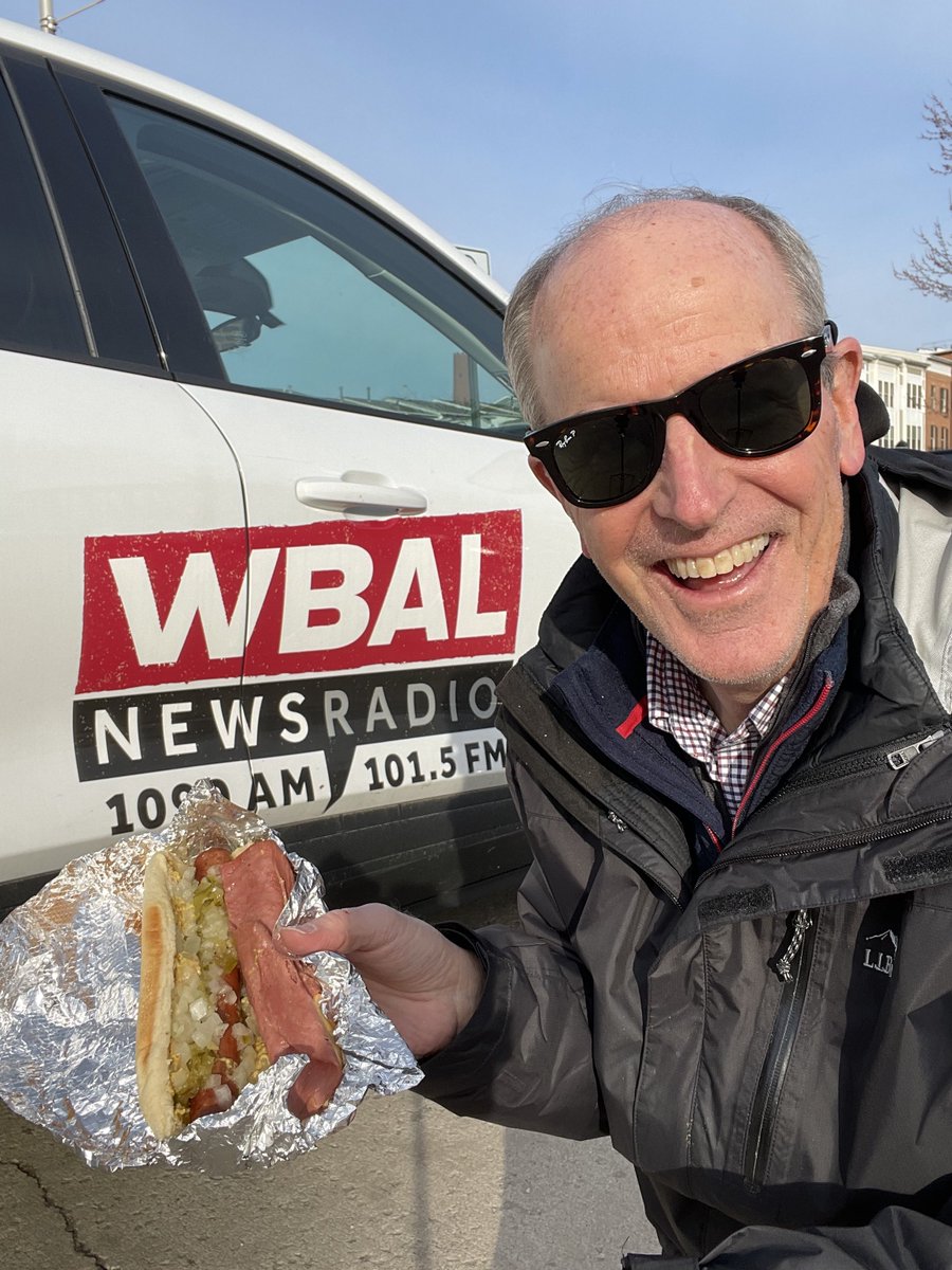 ScottWykoffWBAL's tweet image. Just moments after my last live report at 8:30a on @wbalradio from @BaltCityHall I scored this delicious #WorkingDog at @AttmansDeli on Lombard Street! A jumbo, all-beef hot dog topped with a thick slice of fried bologna, served on a roll with mustard, relish &amp;amp; onions to die for!