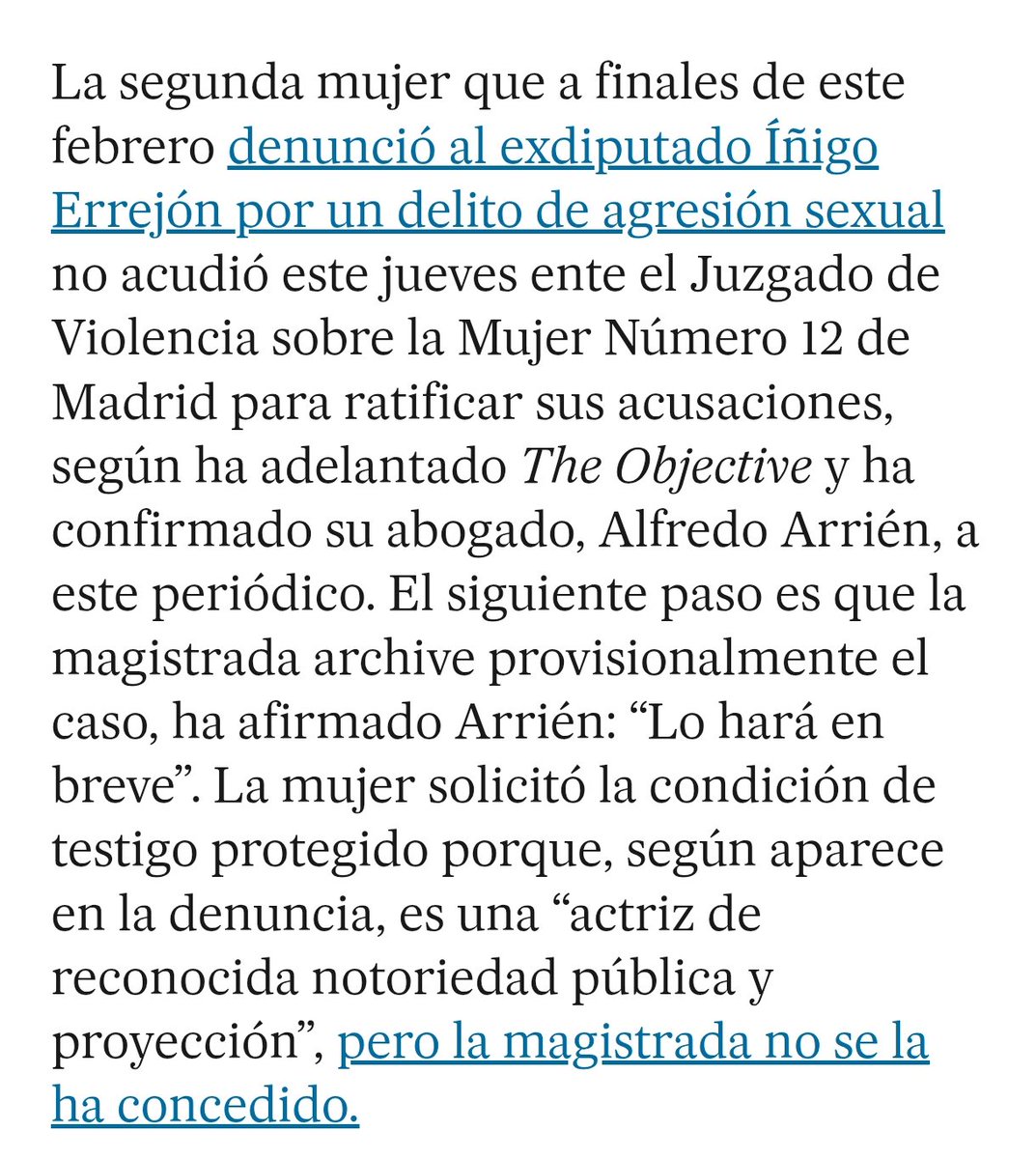 <a href="/Barbijaputa/">Barbijaputa</a> Tienes un grave problema de comprensión lectora. Para ser testigo protegido,necesitas tener una serie de requisitos estrictos. No, no por ello retira la denuncia, no ha ido a ratificar la denuncia. La condición de testigo protegido no te sale en las tapas de los yogures