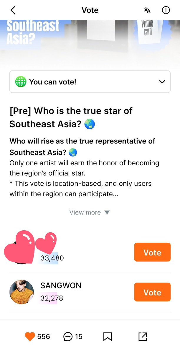 🗳️ KOOKY RT DEAL
For #SANGWON on [PRE] Continental Star (Southeast Asia) category

Reward:
🧡 5,000 KOOKYS

Rules:
🔔 Follow <a href="/gyumuffins_/">HANS | Sells Kooky, KDOL, Fancast, IdolChamp Votes</a> 
🔔 LIKE &amp; RT pinned tweet
🔔 Drop at least 100 proofs

⏰ ENDS IN 24 HOURS