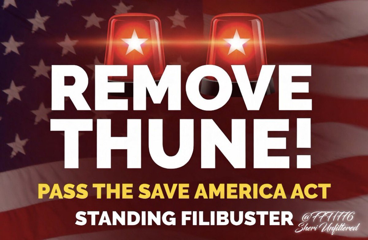 <a href="/elonmusk/">Elon Musk</a> <a href="/JENin140/">Jen ~ 🇺🇸🇮🇱</a> 🚨THUNE is working to guarantee the SAVE AMERICA ACT never sees the President’s desk.

The Senate is stalling to rig midterms, impeach our President and end the America First agenda.

🚨REMOVE THUNE!
🚨Pass the SAVE America Act
🚨Standing Filibuster