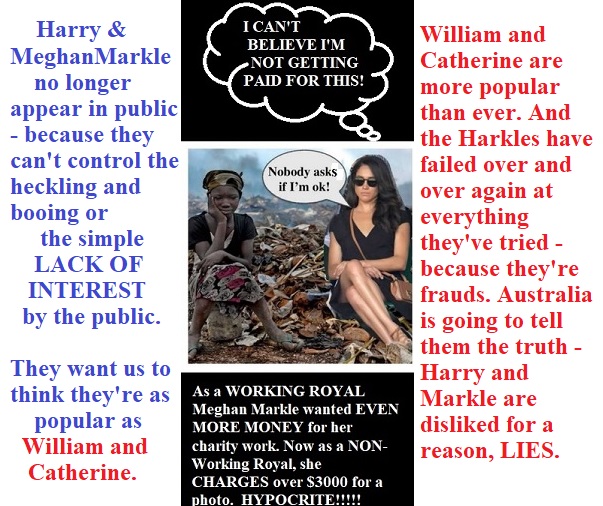 Prince Harry &amp; Meghan Markle are NOT going to do anything in public in Australia because they won't be able to CONTROL the heckling/boos. Just like at hospitals, they'll BRING THEIR OWN CAMERAS to private controlled events. They're fooling themselves if they think we don't see
