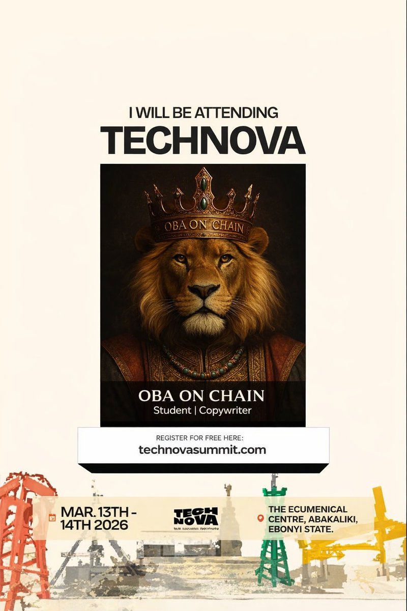 Oba_of_web3's tweet photo. GM CT 

Tomorrow for @TechNovasummit

I’ll be there but the  question is...

Will you be there? https://t.co/T9Yo9L4eWK