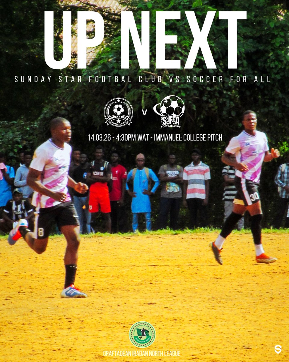 SoccerForAll_'s tweet image. 🚨UP NEXT!!!

Our latest adventure on the road pits us against Sunday Star FC on their favoured turf — as we continue to fight for much important points 💫.

Lads are locked in; VAMANOS!!! 👊🏾.

#SFA || #IbadanNorthLeague || #GrassrootsFootball
