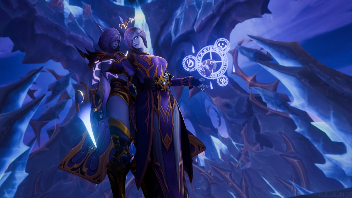 Matriarch Annora Shadowsun and her champion Azshara in Voidstorm✨
the render for <a href="/_SherronX/">Azshara</a> 

#worldofwarcraft #3dartwork