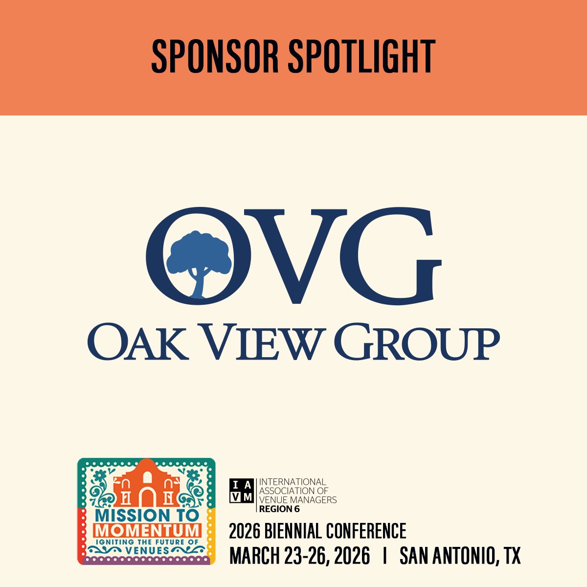 IAVMRegion6's tweet photo. Thank you to our conference title sponsor, @oakviewgroup!

With a global team of innovators, operators, and game-changers, OVG is rewriting the playbook of what live experiences can be, disrupting the norm and proving that better isn’t just possible, it’s happening with OVG. https://t.co/LIjAjVRbFh