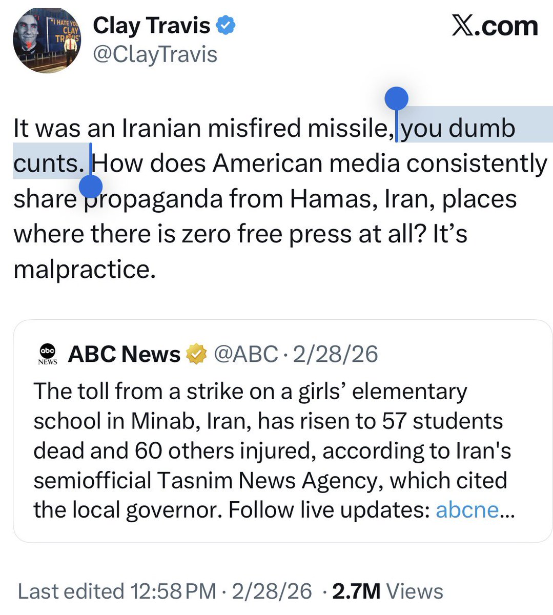 BadFoxGraphics's tweet photo. Calling news organizations “dumb cunts” for reporting facts is lucrative https://t.co/MYExU0cGI3