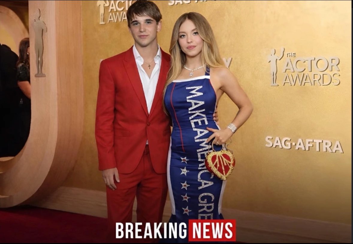 Sydney Sweeney stunned the crowd in a "MAGA" dress at the actor awards. She credited her new boyfriend, Bo London, for giving her the confidence she needed to wear it in public and not care what others thought. I think she looks beautiful, do you agree?