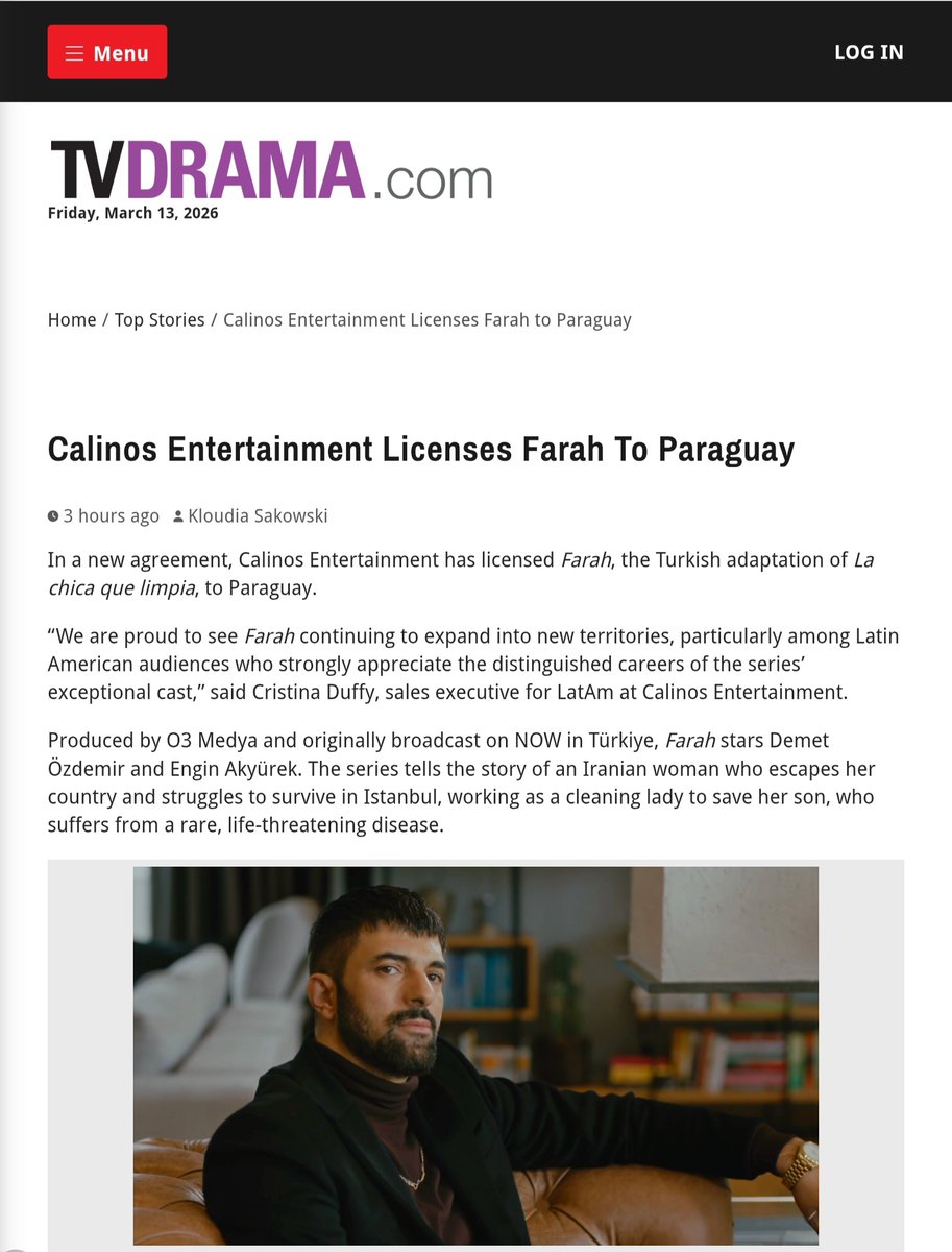LTLoveENGIN's tweet photo. Calinos Entertainment Licenses Farah to Paraguay
     🌏💥 #EnginAkyürek #TahirLekesiz
https://t.co/62XBYCXDaI https://t.co/CQd9716eFe