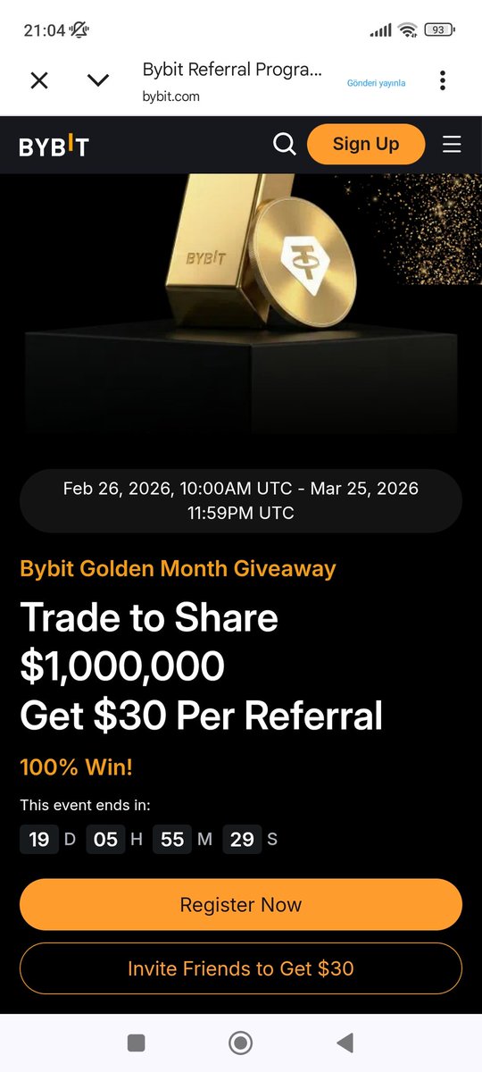 Bybit Altın Ay Çekilişi

1.000.000$'lık Paylaşım Fırsatı İçin Ticaret Yapın

Her Referans İçin 30$ Kazanın

%100 Kazanma Şansı!

26 Şubat 2026, 10:00 UTC - 25 Mart 2026, 23:59 UTC

Detaylar:go.pardot.com/e/945093/promo…