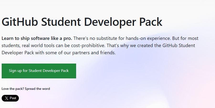 GitHub student developer pack