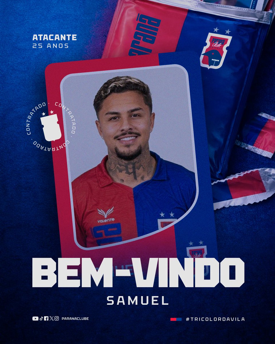 𝐁𝐄𝐌-𝐕𝐈𝐍𝐃𝐎, 𝐒𝐀𝐌𝐔𝐄𝐋 🔴🔵⚪️

📝 Natural do Rio de Janeiro, o jogador chega ao Tricolor após passagem pelo Guarani-SP, equipe pela qual disputou o Campeonato Brasileiro Série C na temporada 2025.

Vamos juntos e PRa cima! 💪

💻 Leia mais: paranaclube.com.br
