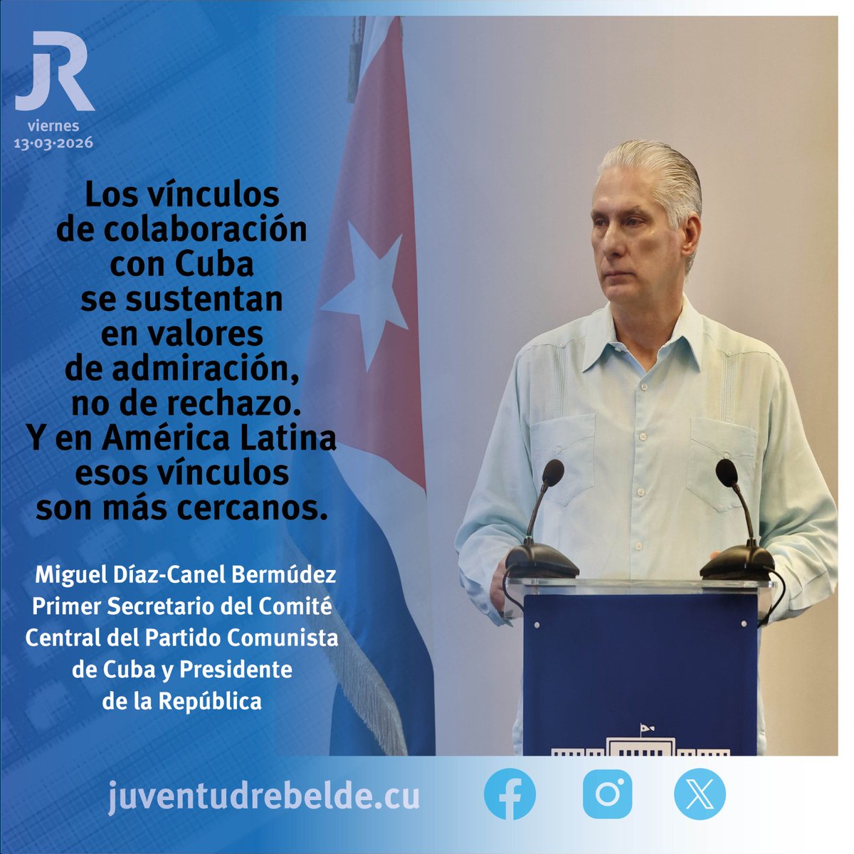 Desde <a href="/Minjus_Cuba/">Ministerio de Justicia de la República de Cuba</a> nuestro apoyo al Presidente <a href="/DiazCanelB/">Miguel Díaz-Canel Bermúdez</a> #CubaVencerá <a href="/GobiernoCuba/">Gobierno Cuba 🇨🇺</a> <a href="/PartidoPCC/">Partido Comunista de Cuba</a>