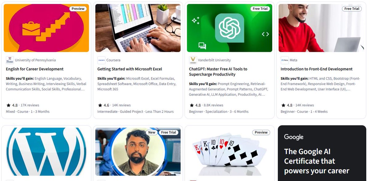 On Coursera, students can take many courses for free