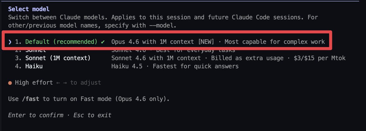 Model selection menu
