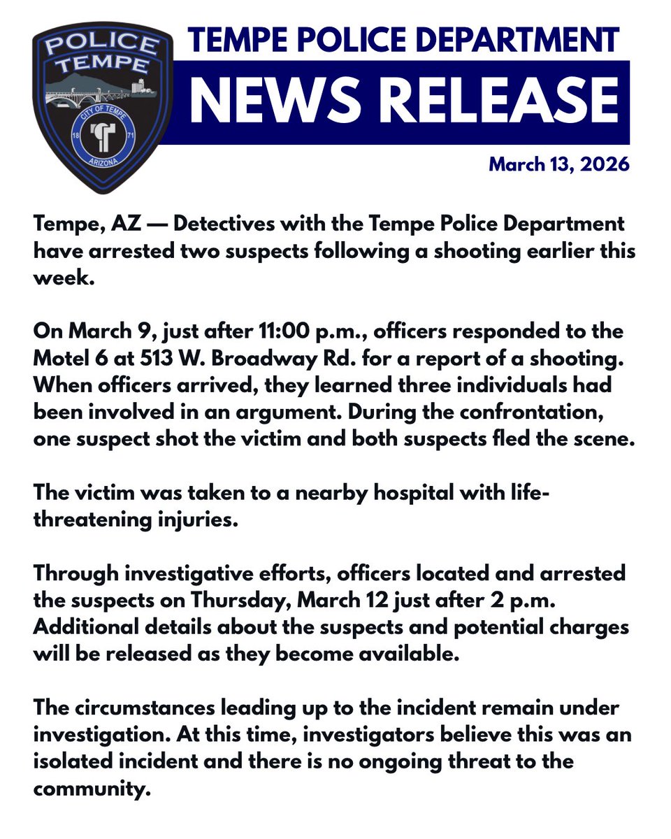 Tempe Police Department tweet media
