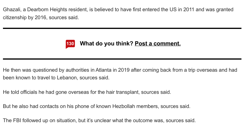 bhweingarten's tweet photo. Oh, so it turns out Ghazali traveled to Lebanon frequently and had known Hezbollah contacts on his phone.

What the hell was he doing in this country? 

And how many more just like him? https://t.co/NVA1Gik0AV