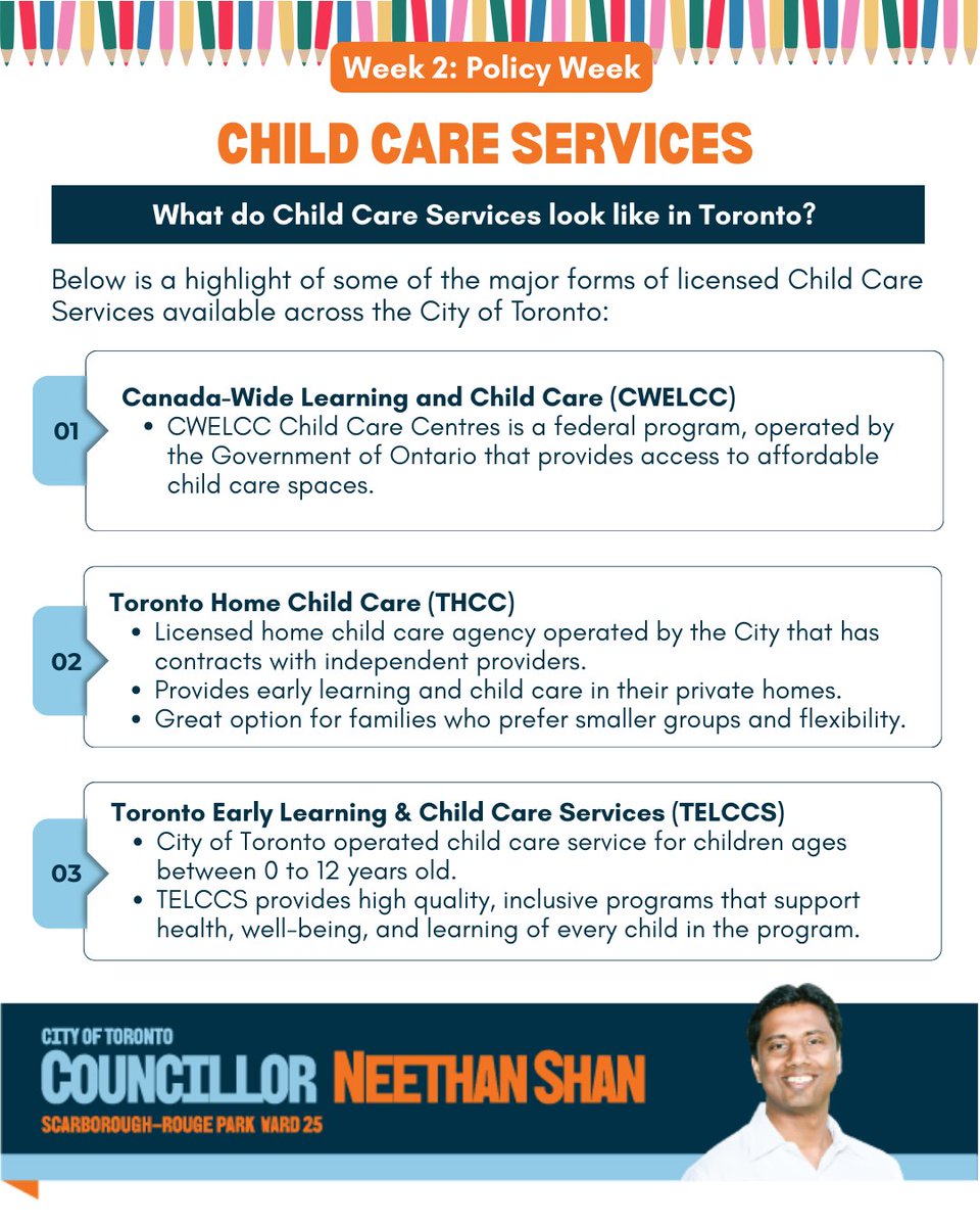 NeethanShan's tweet image. In the second week of my #LearnTO campaign, the focus is on Child Care Services in Toronto. The Child Care Fee Subsidy supports families with the cost of accessing licensed child care programs.
