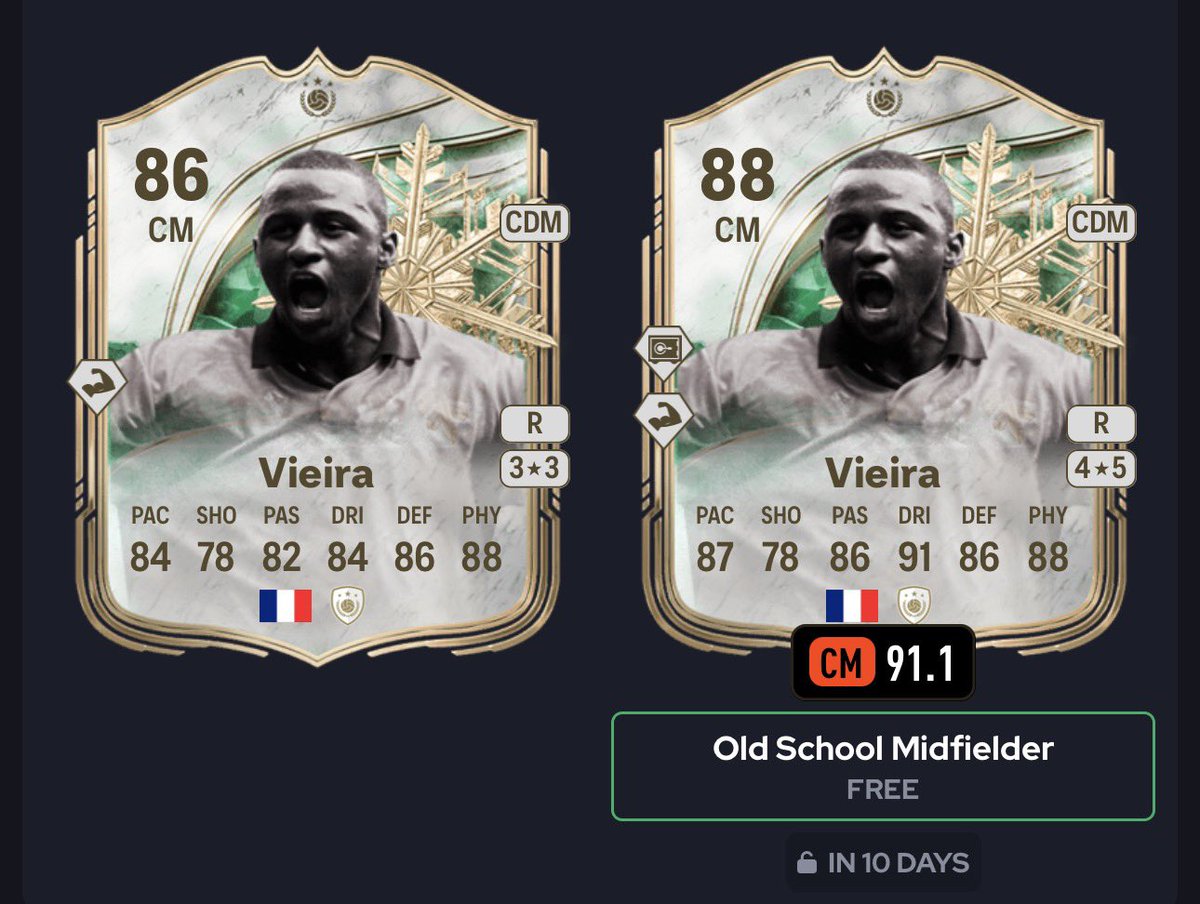 FIFAQ8_'s tweet photo. تقدر تخلي فييرا بدربل 91 الآن؟! 🤯🤯🤯

لا تنسى تقدر تعطيه انترسيبت، راكون ذهبية بعد 🥶‼️

تطويرة جديدة توفرت للمحاور الآن ومجانية 🚨

• ✅ للـ CDM بريت 87 فقط

تعطي لاعبك 5⭐️ مع انترسيبت و خزنه ذهبيين ‼️

رفعة الطاقات عادية ولكن تدف السرعه والدربل اكثر 👍

مين خياراتكم فيها؟ 👀 https://t.co/aGdsFYfIpU