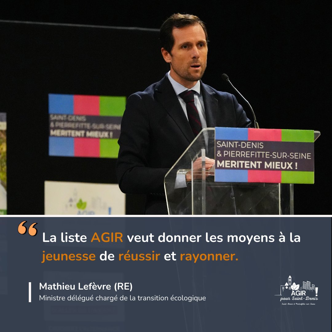 Mercredi soir, <a href="/MathieuMlefevre/">Mathieu Lefèvre</a>, ministre délégué chargé de la Transition écologique, a soutenu AGIR à Saint-Denis.
Il a salué notre rassemblement transpartisan et mis en garde contre les fausses promesses de l'extrême gauche qui condamnent la jeunesse à la pauvreté.
