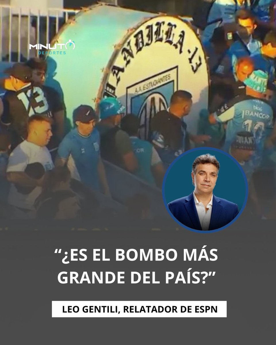 El periodista de #ESPN, Leo Gentili, y sus compañeros, quedaron sorprendidos con el bombo de los hinchas de #Estudiantes en medio de la transmisión. 

El video 👉 instagram.com/minutodeportes…