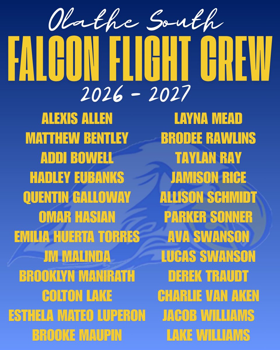 OS_BirdHouse's tweet photo. Falcon Flight Crew 2026-2027‼️

Congratulations to all the new members!!

@ADMillerOS https://t.co/szqnF6ht7b