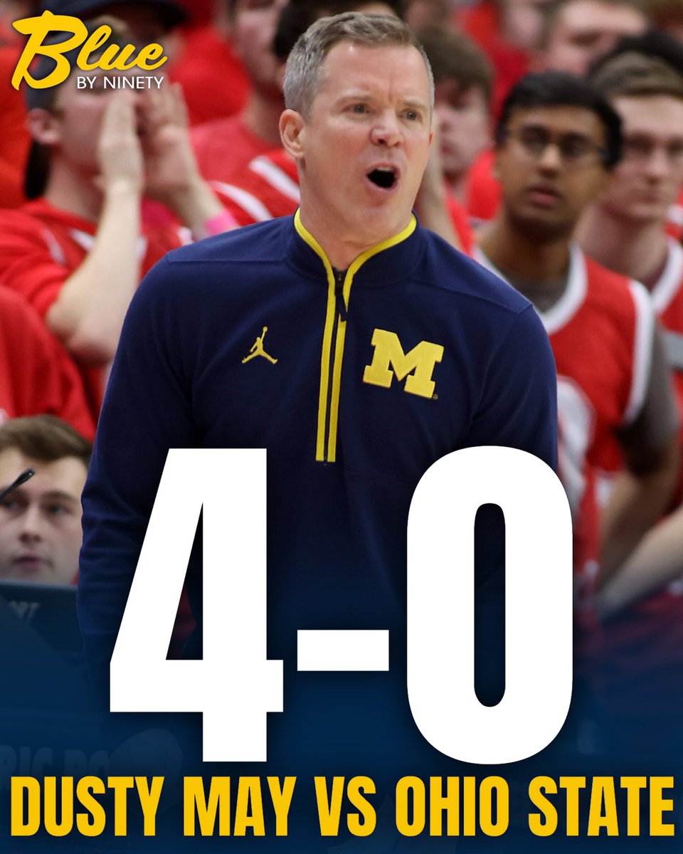 bluebyninety's tweet photo. Dusty May has now started 4-0 against Ohio State in his career at Michigan 〽️ https://t.co/nySpRDdYzw