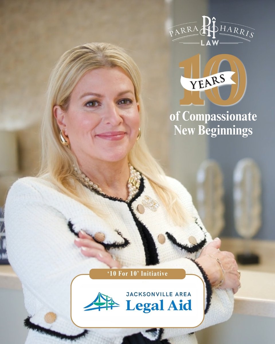 Spotlight on <a href="/JaxLegalAid/">Jacksonville Area Legal Aid</a> “Justice should never depend on income. JALA’s work ensures families have a voice and protection when it matters most. Family. Matters.” — Paola Parra Harris

ParraHarrisLaw.com | 904-900-1617
#ParraHarrisLaw #10YearsofCompassionateNewBeginnings