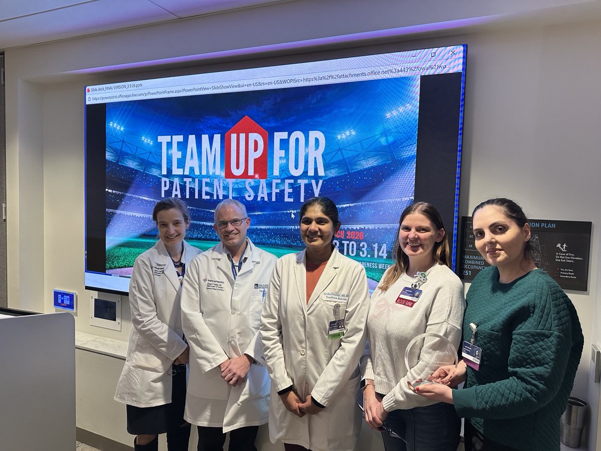 MhPathology's tweet photo. Honored to receive the 1st place award at MetroHealth’s 2026 Patient Safety Awareness Week Poster Contest.

Our project improved transfusion safety through implementation of electronic matching of patient and specimens (PPID/PSID) sent to the laboratory for type and screen. https://t.co/N9UOuPkByG