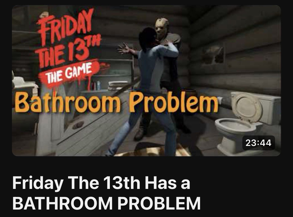 OfficialJoeyC_'s tweet photo. Celebrate Friday the 13th properly with @HacktheMovies and @OneTakeGil and I, we take a look at the bathroom problem in Friday The 13th: The Game! https://t.co/vbPbgpaNjT