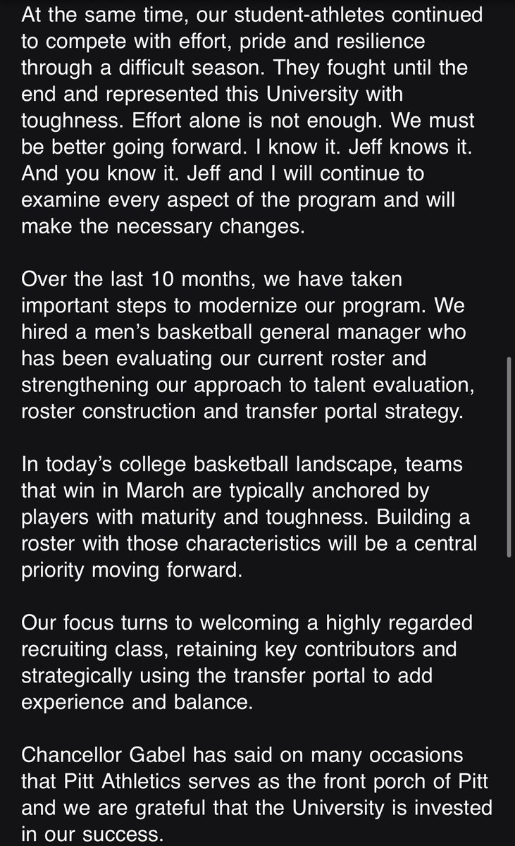 PantherLair's tweet image. Full statement from Allen Greene on retaining Jeff Capel:
