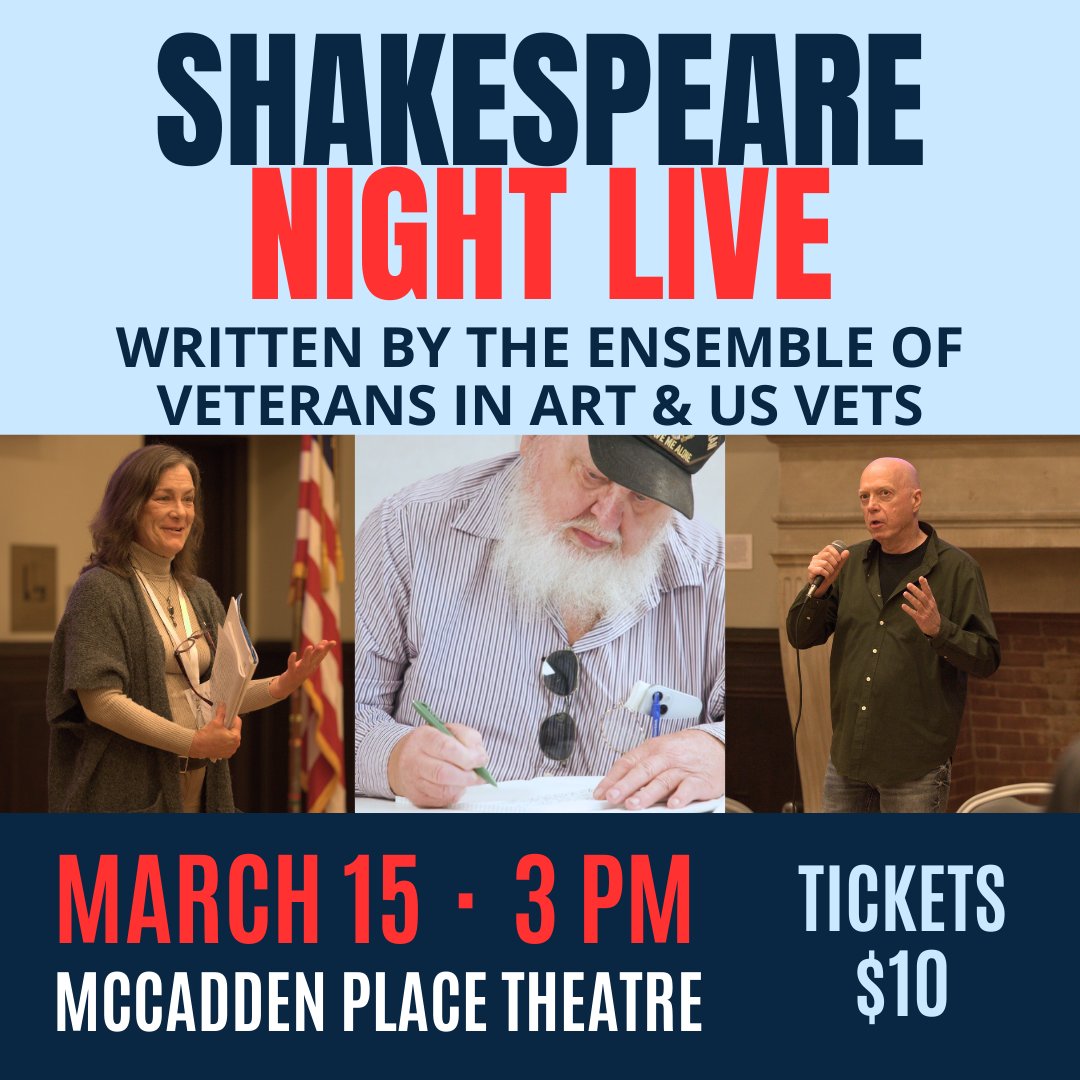 shakescenterLA's tweet photo. SUNDAY! Shakespeare Night Live - written and performed by the Veterans in Art Ensemble

Shakespeare Night Live
Sunday, March 15
3PM
McCadden Place Theatre
$10 Tickets (link in bio)
Tickets are also available for purchase at the door https://t.co/L3zgm3SjWG