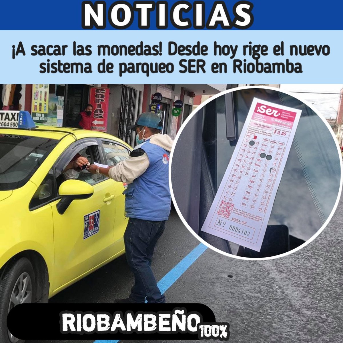 Desde hoy entra en vigencia el nuevo sistema de parqueo SER en Riobamba

Tarifa va desde $0,35 hasta $0,50 por hora, con un máximo de 2 horas entre 08h00 y 18h00. Sectores del centro el horario se extiende hasta las 20h00.
Jueves tarifa nocturna de $1,05 en zonas alta actividad.