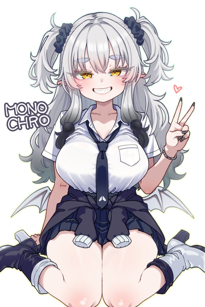 うちのこ ギャルモノクロちゃんのお絵を描きました、。 