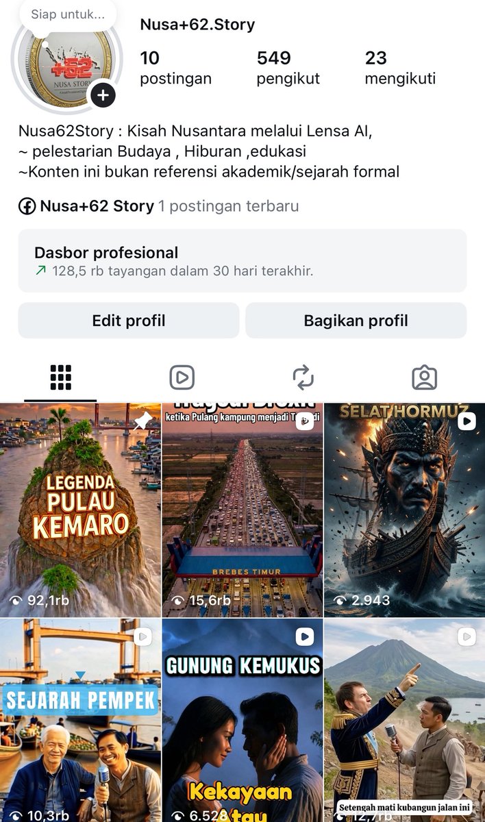 HSHunterBAse's tweet photo. Jangan Banyak berfikir, Mulailah !!!

Saya mulai buat konten melalui Ai, 
Udah 10 hari Saya buat akun baru instagram dan tiktok dan memposting konten nusantara story telling .

Sebagai pengingat Suatu saat nanti,
followers ig sama tiktok gua akan ratusan ribu bahkan jutaan, 
Saya akan sukses dan bahagiain orang tua,
Nanti gua bisa jalan” keluar negeri, 
berkat konten ai yang dihasilkan grok,  
Aminn